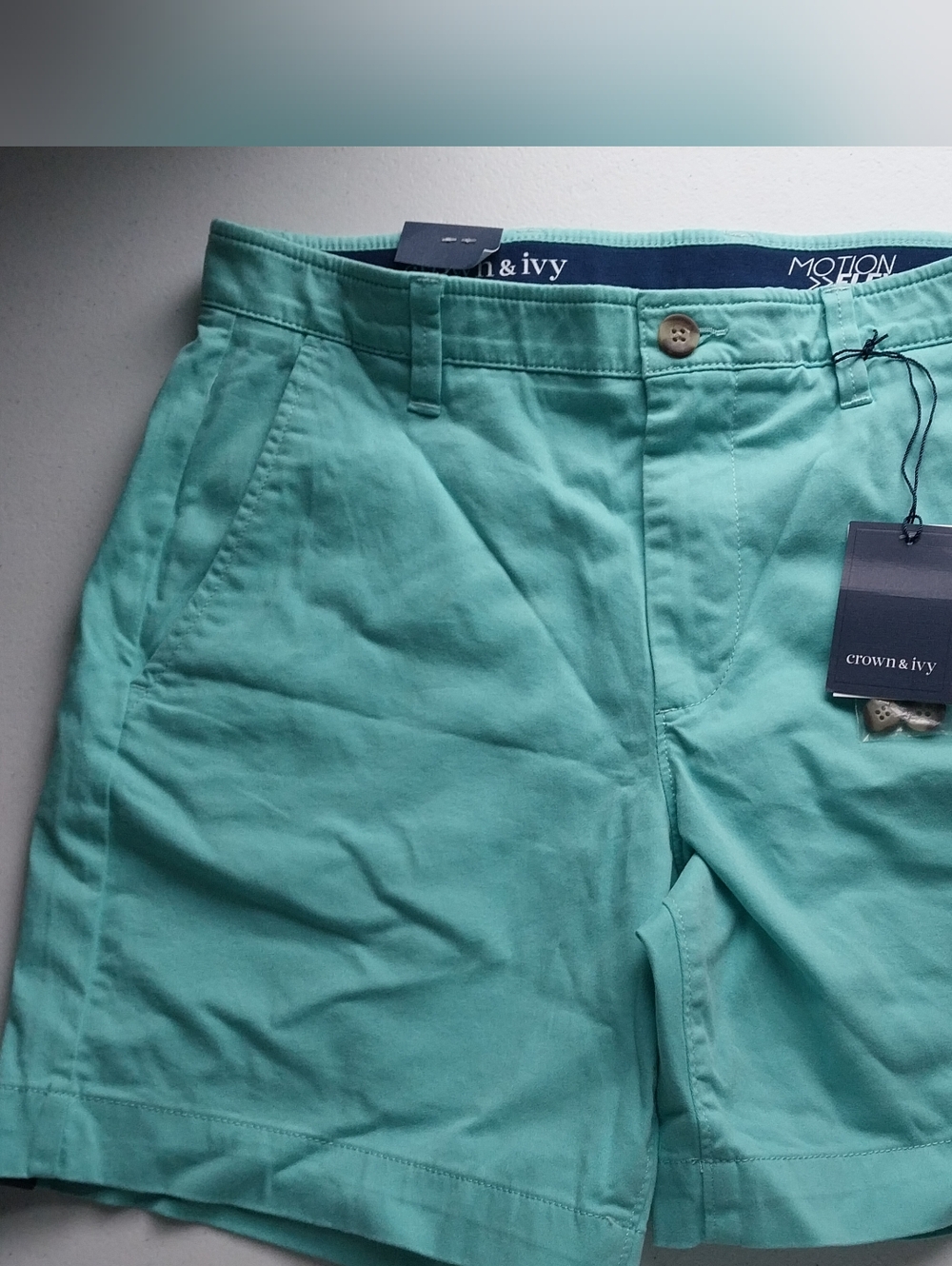 Crown & Ivy Men's Aqua Cotton Shorts Waist 30 NWT Preppy Coastal